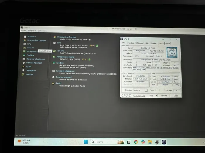 Захищений ноутбук Getac F100G4 / 11.6" (1920x1080) IPS Touch / Intel Core i5-7200U (2 (4) ядра по 2.5 - 3.1 GHz) / 8 GB DDR4 / 256 GB SSD / Intel HD Graphics 520 б/в - зображення 7