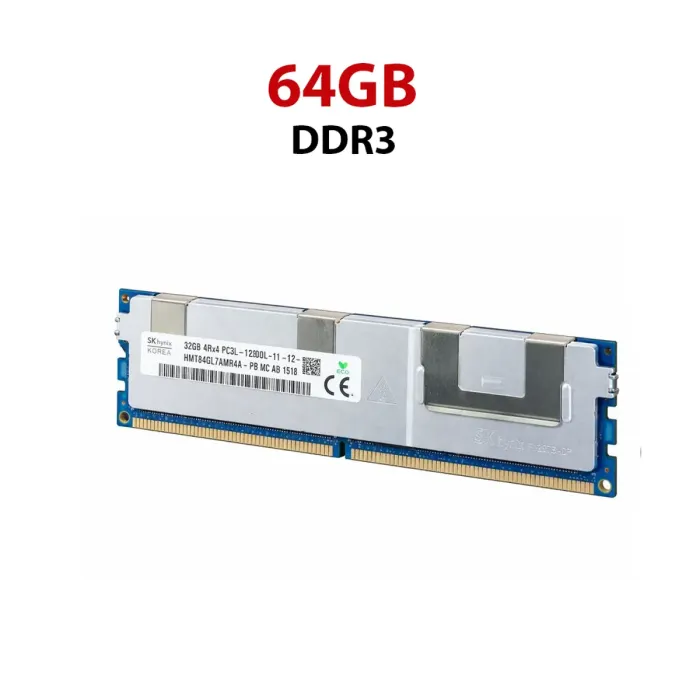 Комплект: Серверна оперативна пам'ять SK hynix / 64 GB (2x 32 GB) / 4Rx4 PC3L-12800L / DDR3 ECC / 1600 MHz б/в - зображення 1