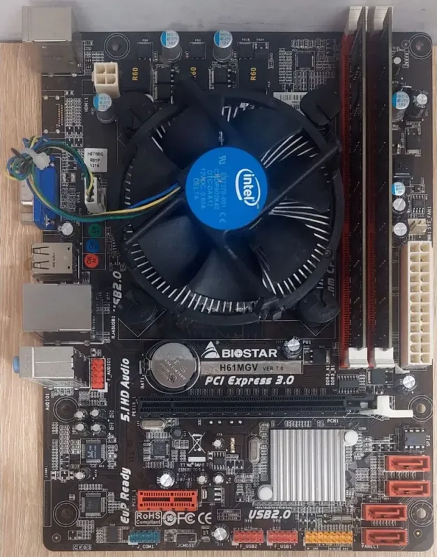 Комплект: Материнська плата Biostar H61MGV / LGA1155 / Intel Core i5-2320 (4 ядра по 3.0 - 3.3 GHz) / 16 GB DDR3 / Intel HD Graphics 2000 + Кулер б/в - зображення 2