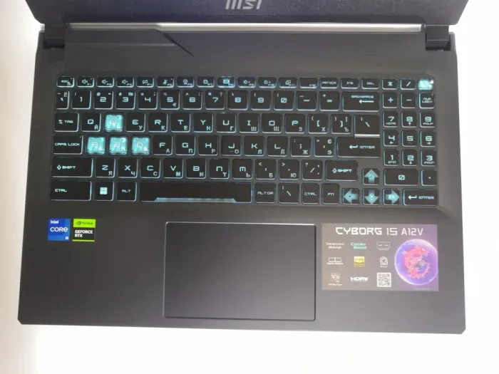 Ігровий ноутбук MSI Cyborg 15 A12VE / 15.6" (1920x1080) IPS / Intel Core i5-12450H (8 (12) ядер по 3.3 - 4.4 GHz) / 8 GB DDR5 / 512 GB SSD M.2 / nVidia GeForce RTX 4050, 6 GB GDDR6, 96-bit / WebCam / Win 11 Home - зображення 3