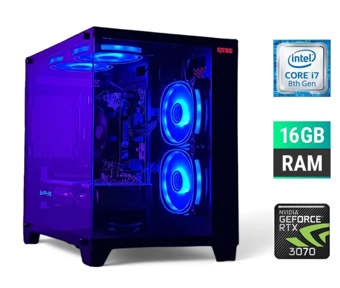 Ігровий ПК Tower / Intel Core i7-8700K (6 (12) ядер по 3.7 - 4.7 GHz) / 16 GB DDR4 / 500 GB SSD / nVidia GeForce RTX 3070, 8 GB GDDR6, 256-bit б/в - зображення 1