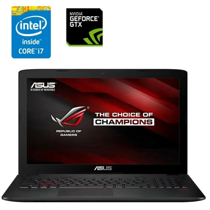 Ігровий ноутбук Asus ROG ZX50VW-MS71 / 15.6" (1920х1080) TN / Intel Core i7-6700HQ (4 (8) ядра по 2.6 - 3.5 GHz) / 16 GB DDR4 / 960 GB SSD / nVidia GeForce GTX 960M, 2 GB GDDR5, 128-bit / WebCam б/в - зображення 1