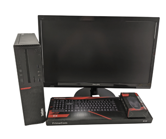 Комплект ПК: Lenovo ThinkCentre M800 SFF / Intel Core i3-6100 (2 (4) ядра по 3.7 GHz) / 16 GB DDR4 / 240 GB SSD / Intel HD Graphics 530 + Монітор Philips 246V5L / 24" (1920x1080) TN / VGA, DVI + Клавіатура, мишка б/в - зображення 2