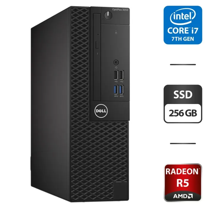 Комп'ютер Dell OptiPlex 3050 SFF / Intel Core i7-7700 (4 (8) ядра по 3.6 - 4.2 GHz) / 16 GB DDR4 / 256 GB SSD / AMD Radeon R5 430, 2 GB GDDR5, 64-bit / DVD-ROM б/в - зображення 1