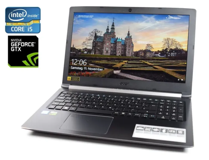 Ігровий ноутбук Б-клас Acer Aspire 7 A715-71G / 15.6" (1920x1080) IPS / Intel Core i5-7300HQ (4 ядра по 2.5 - 3.5 GHz) / 16 GB DDR4 / 500 GB SSD / nVidia GeForce GTX 1050, 2 GB GDDR5, 128-bit / WebCam б/в - зображення 1