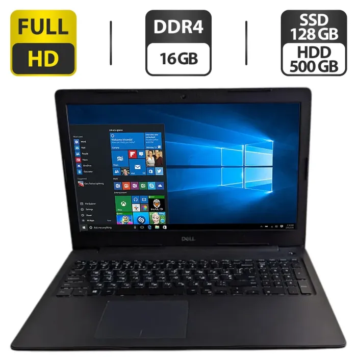Ноутбук Б-клас Dell Latitude 3590 / 15.6" (1920x1080) TN / Intel Core i5-8250U (4 (8) ядра по 1.6 - 3.4 GHz) / 16 GB DDR4 / 128 GB SSD + 500 GB HDD / Intel UHD Graphics 620 / WebCam б/в - зображення 1