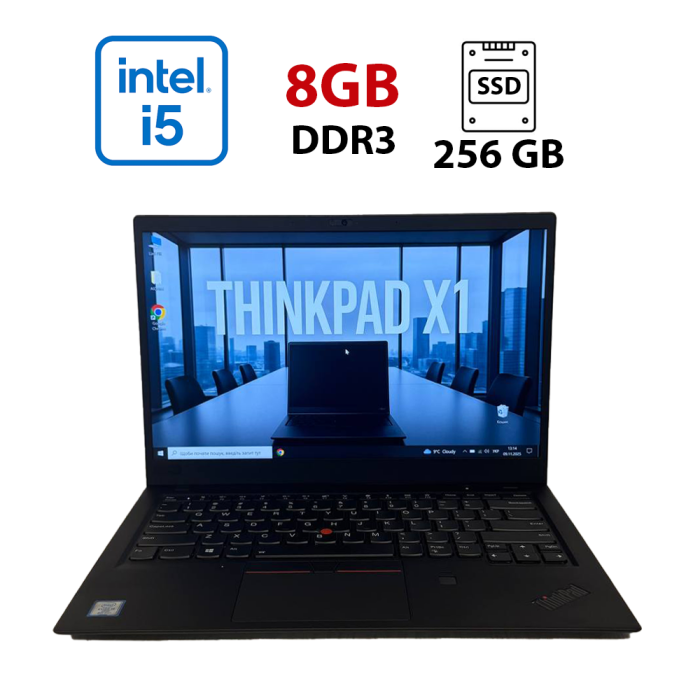 Ультрабук Lenovo ThinkPad X1 Carbon (6th Gen) / 14" (1920×1080) IPS / Intel Core i5-8350U (4 (8) ядра по 1.7 - 3.6 GHz) / 8 GB DDR3 / 256 GB SSD / Intel HD Graphics 620 / WebCam б/в - зображення 1