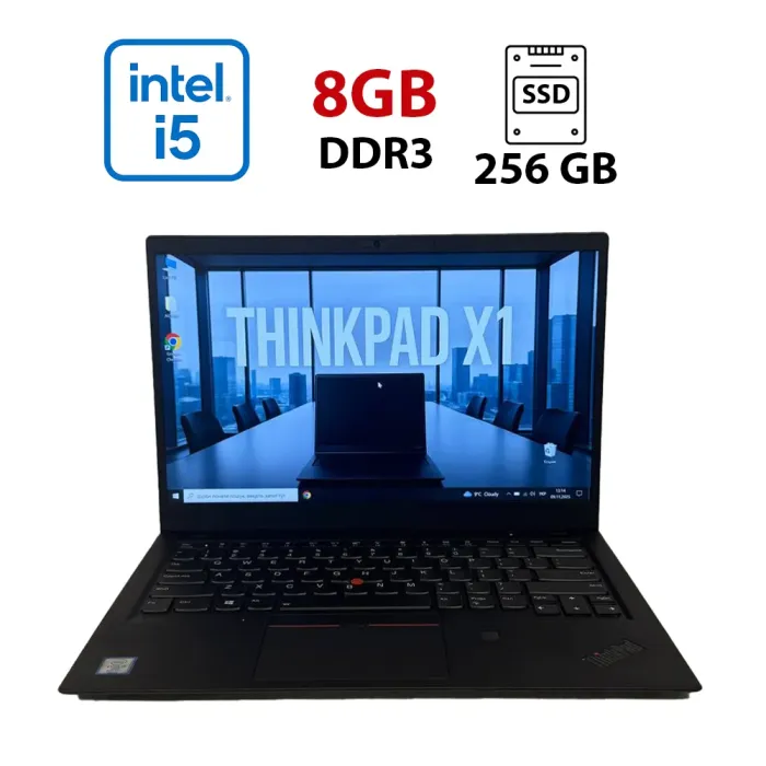 Ультрабук Lenovo ThinkPad X1 Carbon (6th Gen) / 14" (1920×1080) IPS / Intel Core i5-8350U (4 (8) ядра по 1.7 - 3.6 GHz) / 8 GB DDR3 / 256 GB SSD / Intel HD Graphics 620 / WebCam б/в - зображення 1