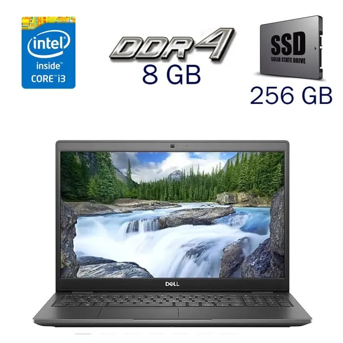 Ультрабук Dell Latitude 3510 / 15.6" (1920x1080) IPS / Intel Core i3-1005G1 (2 (4) ядра по 1.2 - 3.4 GHz) / 8 GB DDR4 / 256 GB SSD / Intel UHD Graphics for 10th Generation / WebCam б/в - зображення 1