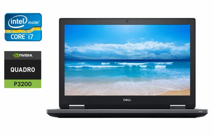 Мобільна робоча станція Dell Precision 7730 / 17.3" (1920x1080) IPS / Intel Core i7-8850H (6 (12) ядер по 2.6 - 4.3 GHz) / 32 GB DDR4 / 512 GB SSD / nVidia Quadro P3200, 6 GB GDDR5, 192-bit / WebCam / Windows 10 б/в - зображення 1