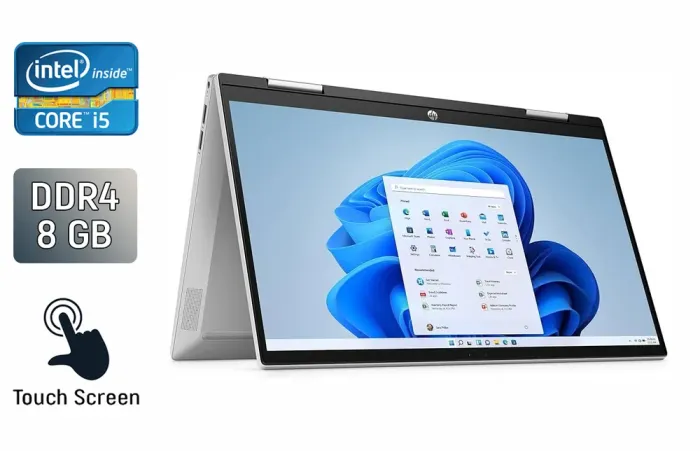 Ноутбук-трансформер Б-клас HP Pavilion x360 15-er0051nr / 15.6" (1920x1080) IPS Touch / Intel Core i5-1135G7 (4 (8) ядра по 2.4 - 4.2 GHz) / 8 GB DDR4 / 512 GB SSD / Intel Iris Xe Graphics / WebCam / TouchID / Windows 11 б/в - зображення 1