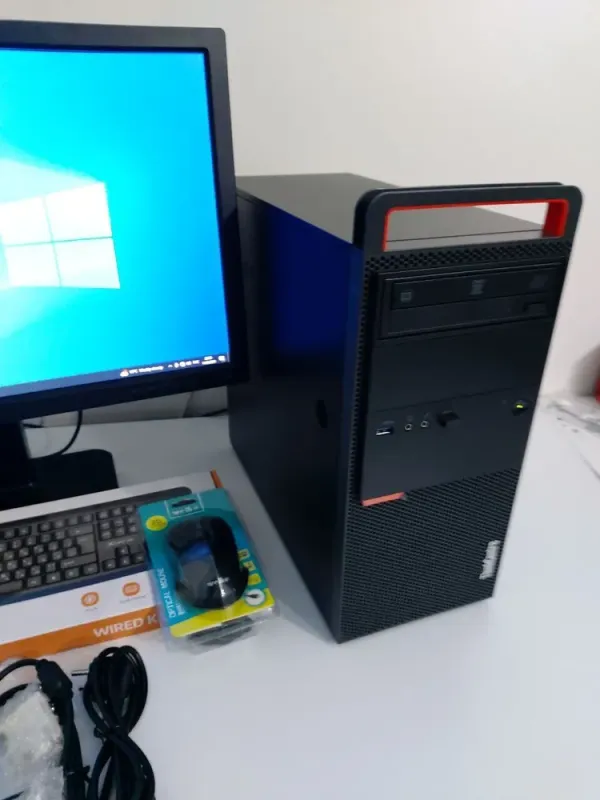 Комплект ПК: Lenovo ThinkCentre M800 Tower / Intel Pentium G4500 (2 ядра по 3.5 GHz) / 8 GB DDR4 / 120 GB SSD + 500 GB HDD / Intel HD Graphics 530 + Монітор 24" (1920x1080) IPS / VGA б/в - зображення 3