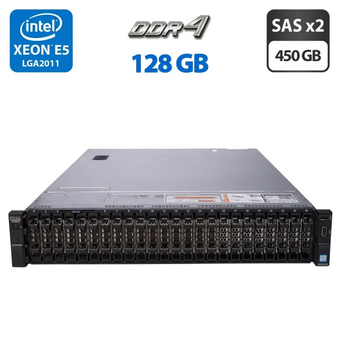 Сервер Dell PowerEdge R730xd 24SFF 2U Rack / 2x Intel Xeon E5-2667 v4 (8 (16) ядер по 3.2 - 3.6 GHz) / 128 GB DDR4 / 2x 450 GB SAS / Matrox G200eR2 / 2x 750W б/в - зображення 1