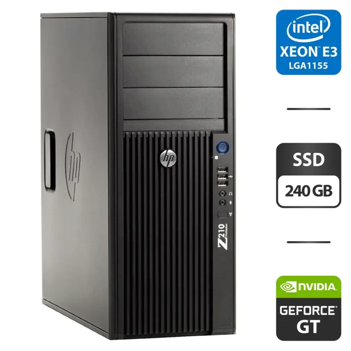 Робоча станція HP Z210 Workstation Tower / Intel Xeon E3-1230 (4 (8) ядра по 3.2 - 3.6 GHz) / 8 GB DDR3 / 240 GB SSD / nVidia GeForce GT 730, 2 GB GDDR3, 64-bit / DVI б/в - зображення 1