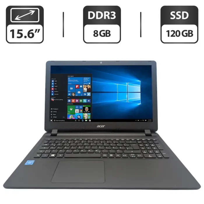 Ноутбук Acer Aspire ES1-533 / 15.6" (1366x768) TN / Intel Celeron N3450 (4 ядра по 1.1 - 2.2 GHz) / 6 GB DDR3 / 120 GB SSD / Intel HD Graphics 500 / WebCam / DVD-ROM б/в - зображення 1