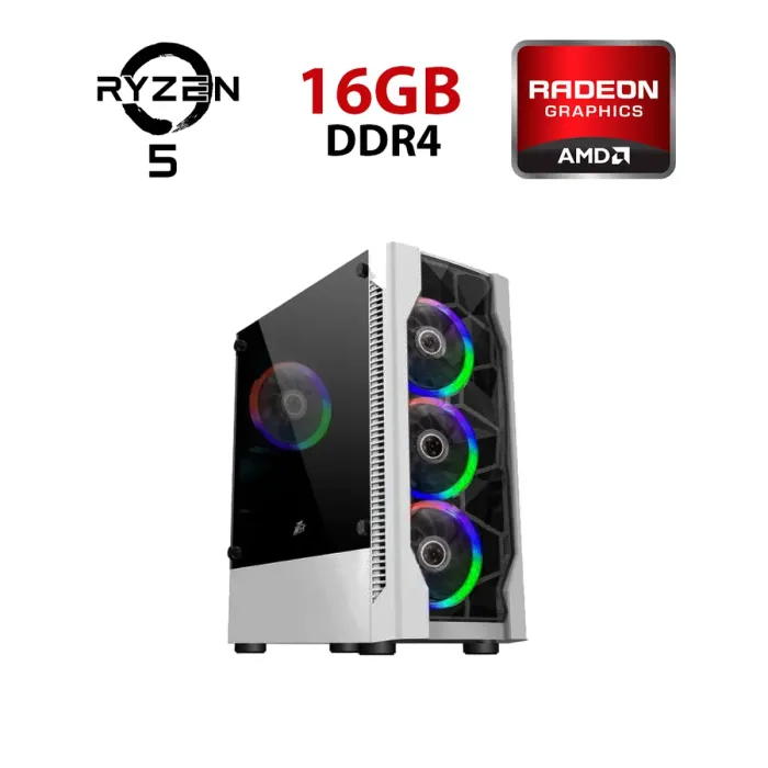 Игровой ПК 1stPlayer D4-WH-4F1-W White Tower / AMD Ryzen 5 5500 (6 (12) ядер по 3.6 - 4.2 GHz) / 16 GB DDR4 / 512 GB SSD M.2 / Sapphire Radeon RX 570 Nitro+, 8 GB GDDR5, 256-bit б/в - изображение 1