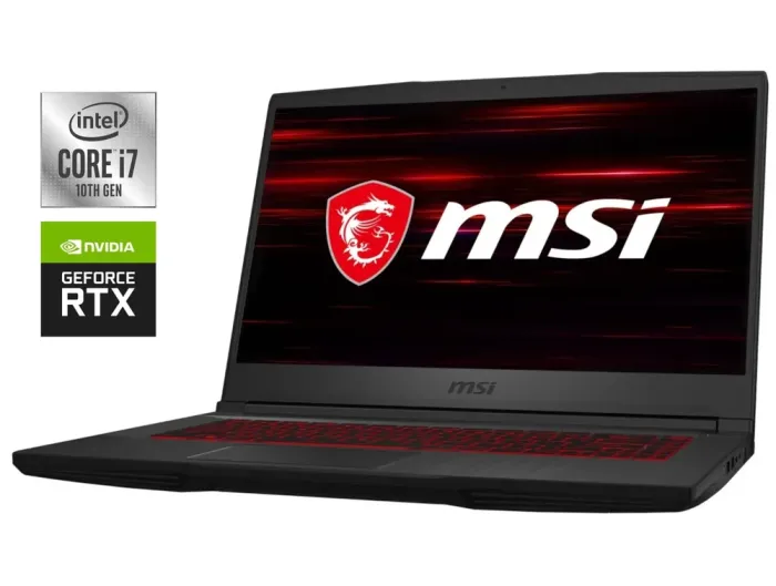 Ігровий ноутбук Б-клас MSI GF65 Thin 10SER / 15.6" (1920x1080) IPS / Intel Core i7-10750H (6 (12) ядер по 2.6 - 5.0 GHz) / 16 GB DDR4 / 512 GB SSD NVMe / nVidia GeForce RTX 2060, 6 GB GDDR6, 192-bit / WebCam б/в - зображення 1