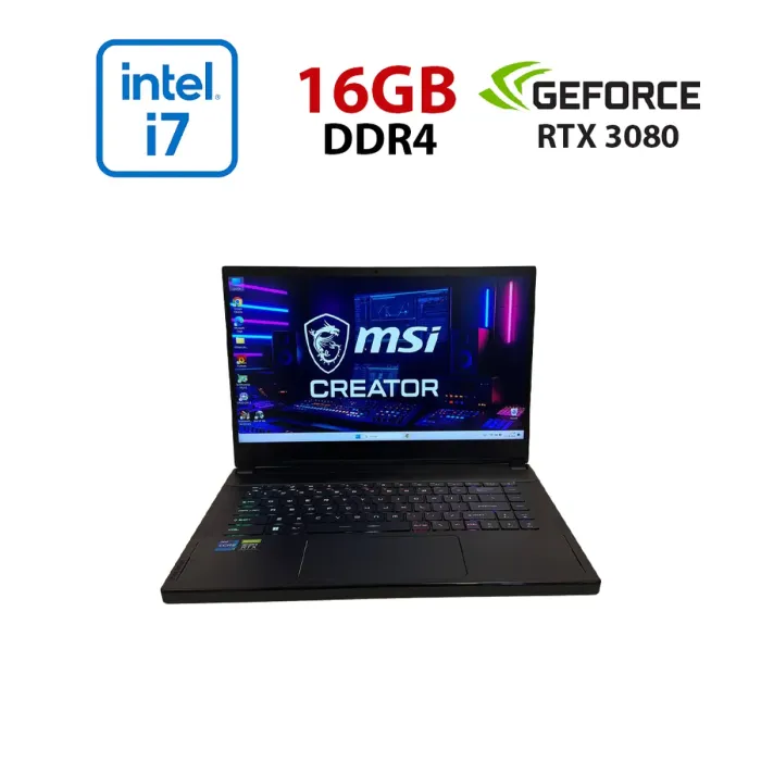 Ігровий ноутбук MSI Creator 15 A11UH / 15,6" (1920x1080) IPS / Intel Core i7-11800H (8 (16) ядер по 1,9 - 4,6 ГГц) / 16 ГБ DDR4 / 512 ГБ SSD / nVidia GeForce RTX 3080, 8 ГБ GDDR6, 256-біт / Веб-камера б/в - зображення 1