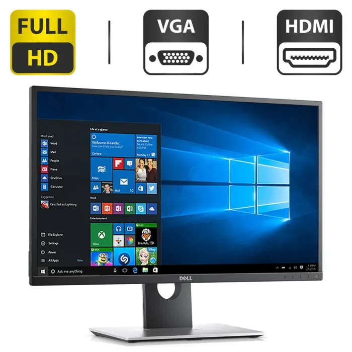 Монітор Dell P2217H / 22" (1920x1080) IPS / 2x USB 2.0, 2x USB 3.0, 1x VGA, 1x HDMI, 1x DisplayPort / VESA 100x100 б/в - зображення 1