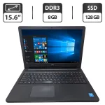 Ноутбук Б-клас Dell Inspiron 15-3552 / 15.6" (1366x768) TN / Intel Celeron N3050 (2 (4) ядра по 1.6 - 2.16 GHz) / 8 GB DDR3 / 128 GB SSD / Intel HD Graphics / WebCam / DVD-ROM б/в