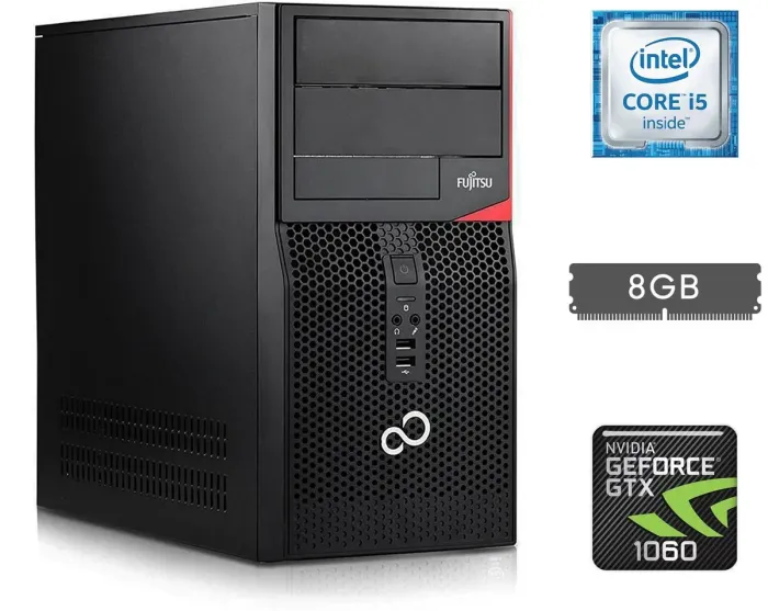 Ігровий ПК Fujitsu Tower / Intel Core i5-6400 (4 ядра по 2.7 - 3.3 GHz) / 8 GB DDR4 / 250 GB SSD / nVidia GeForce GTX 1060, 6 GB GDDR5, 192-bit / HDMI / DisplayPort б/в - зображення 1
