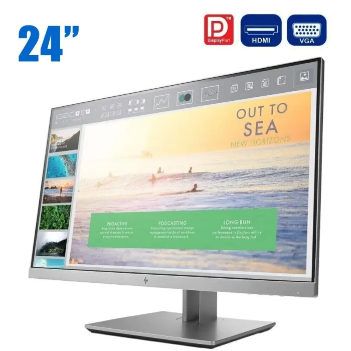 Монітор HP EliteDisplay E243i / 24" (1920x1200) IPS / HDMI, DisplayPort, VGA, USB 3.0 / VESA 100x100 Широкоформатний б/в - зображення 1