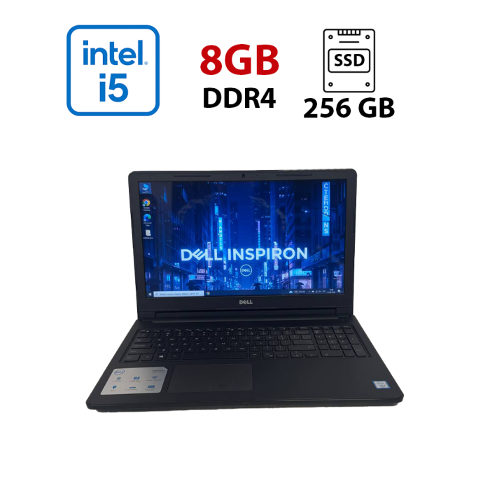 Ноутбук Dell Inspiron 3567 / 15.6" (1366x768) TN / Intel Core i5-7200U (2 (4) ядра по 2.5 - 3.1 GHz) / 8 GB DDR4 / 256 GB SSD / Intel HD Graphics 620 / WebCam б/в - зображення 1
