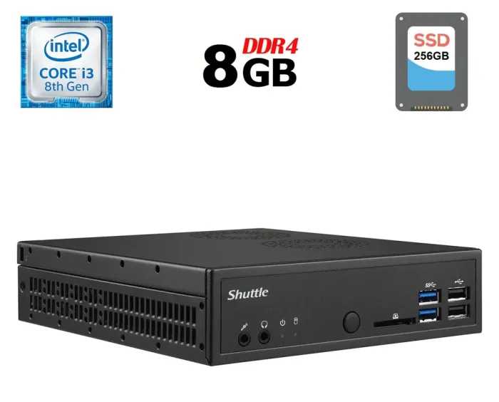 Неттоп Shuttle XPC slim DH310 USFF / Intel Core i3-8100 (4 ядра по 3.6 GHz) / 8 GB DDR4 / 256 GB SSD / Intel UHD Graphics 630 / HDMI / DisplayPort б/в - зображення 1
