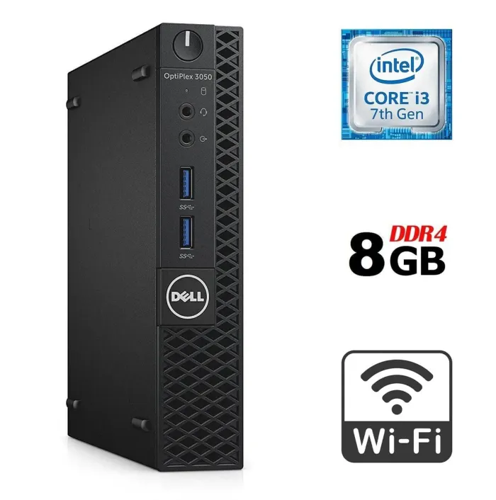 Неттоп Dell OptiPlex 3050 Micro USFF / Intel Core i3-7100T (2 (4) ядра по 3.4 GHz) / 8 GB DDR4 / 240 GB SSD / Intel HD Graphics 630 / DisplayPort / HDMI / Wi-Fi б/в - зображення 1