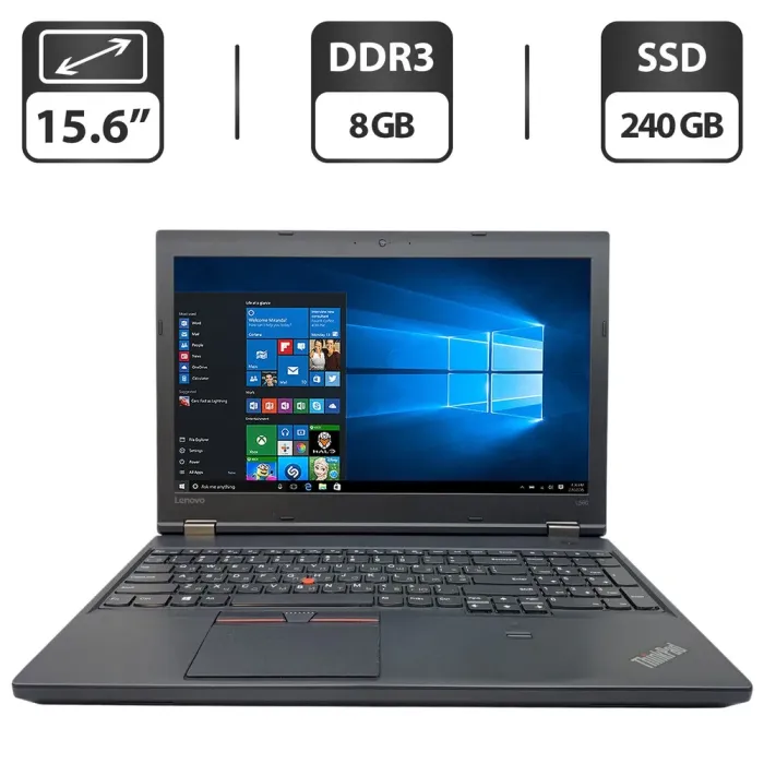 Ультрабук Б-клас Lenovo ThinkPad L560 / 15.6" (1366x768) TN / Intel Core i5-6300U (2 (4) ядра по 2.4 - 3.0 GHz) / 8 GB DDR3 / 240 GB SSD / Intel HD Graphics 520 / WebCam б/в - зображення 1