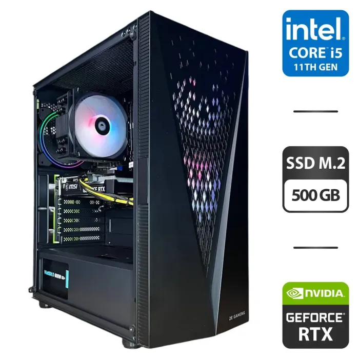 Збірка на замовлення: ігровий ПК 2E Gaming Galaxy G2055 Tower / Intel Core i5-11400F (6 (12) ядер по 2,6 - 4,4 ГГц) / 16 ГБ DDR4 / 500 ГБ SSD M.2 / nVidia GeForce RTX 3050, 8 ГБ GDDR6, 128-bit / 600 Вт б/в - зображення 1