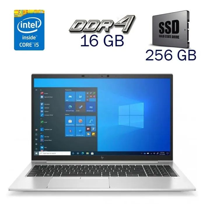 Ультрабук HP EliteBook 850 G8 / 15.6" (1920x1080) IPS / Intel Core i5-1135G7 (4 (8) ядра по 4.2 GHz) / 16 GB DDR4 / 256 GB SSD / Intel Iris Xe Graphics / WebCam б/в - зображення 1