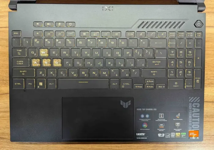 Ігровий ноутбук Asus TUF Gaming A15 FA507XU / 15.6" (1920x1080) IPS / AMD Ryzen 9 7940HS (8 (16) ядер по 4.0 - 5.2 GHz) / 16 GB DDR5 / 480 GB SSD / nVidia GeForce RTX 4050, 6 GB GDDR6, 96-bit / WebCam / Windows 11 б/в - зображення 3