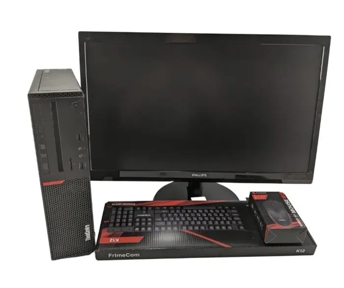 Комплект ПК: Lenovo ThinkCentre M800 SFF / Intel Core i5-6400 (4 ядра по 2.7 - 3.3 GHz) / 16 GB DDR4 / 512 GB SSD / Intel HD Graphics 530 + Монітор Philips 246V5L / 24" (1920x1080) TN / VGA, DVI + Клавіатура, мишка б/в - зображення 2