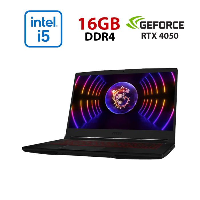 Ігровий ноутбук MSI GF63 Thin 12VE-2450NEU / 15,6" (1920x1080) IPS / Intel Core i5-12450H (8 (12) ядер по 3,3 - 4,4 ГГц) / 16 ГБ DDR4 / 960 ГБ SSD / nVidia GeForce RTX 4050, 6 ГБ GDDR6, 96-біт / Веб-камера б/в - изображение 1