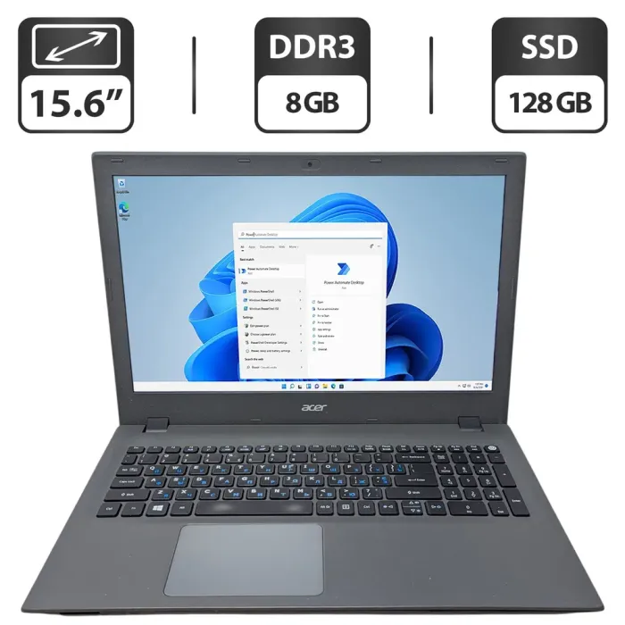 Ноутбук Б-клас Acer Aspire E5-573 / 15.6" (1366x768) TN / Intel Core i3-5005U (2 (4) ядра по 2.0 GHz) / 8 GB DDR3 / 128 GB SSD / Intel HD Graphics 5500 / WebCam / DVD-ROM б/в - зображення 1