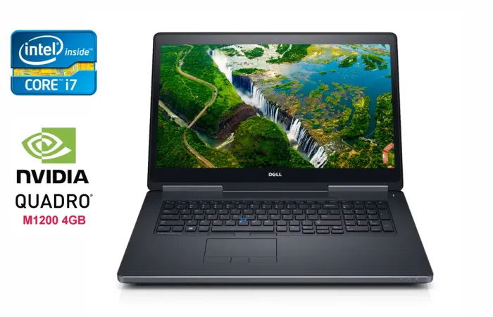 Мобільна робоча станція Б-клас Dell Precision 7720 / 17.3" (1920x1080) IPS / Intel Core i7-6820HQ (4 (8) ядра по 2.7 - 3.6 GHz) / 16 GB DDR4 / 128 GB SSD + 1000 GB HDD / nVidia Quadro M1200, 4 GB GDDR5, 256-bit / WebCam / HDMI б/в - зображення 1