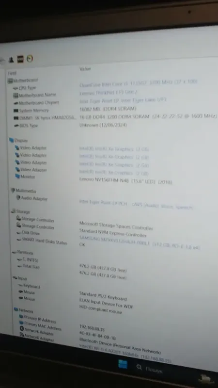 Ультрабук Б-клас Lenovo ThinkPad E15 Gen 2 / 15.6" (1920x1080) IPS / Intel Core i5-1135G7 (4 (8) ядра по 2.4 - 4.2 GHz) / 8 GB DDR4 / 256 GB SSD / Intel Iris Xe Graphics / WebCam б/в - зображення 9