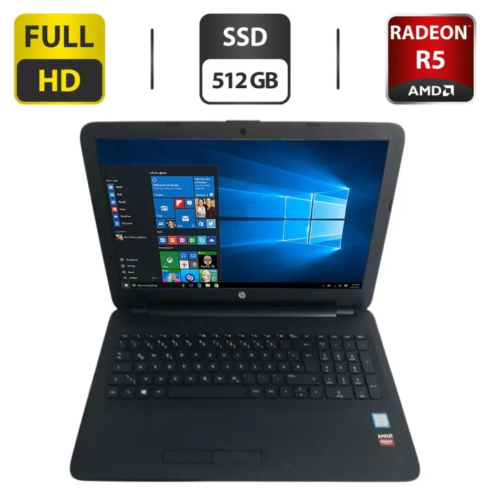 Ноутбук HP 15 / 15.6" (1920x1080) IPS / Intel Core i7-6500U (2 (4) ядра по 2.5 - 3.1) / 16 GB DDR3 / 512 GB SSD / AMD Radeon R5 M330, 2 GB GDDR3, 64-bit / WebCam / DVD-ROM б/в - зображення 1