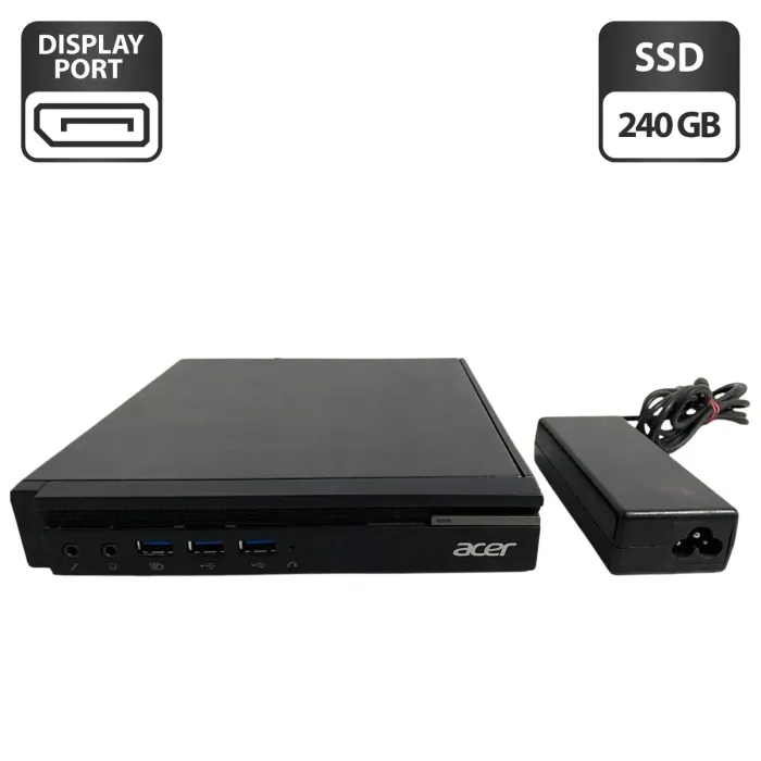 Неттоп Acer Veriton N4640G USFF / Intel Celeron G3900T (2 ядра по 2,6 ГГц) / 8 ГБ DDR3 / 128 ГБ SSD / Intel HD Graphics 510 / Блок живлення б/в - изображение 1
