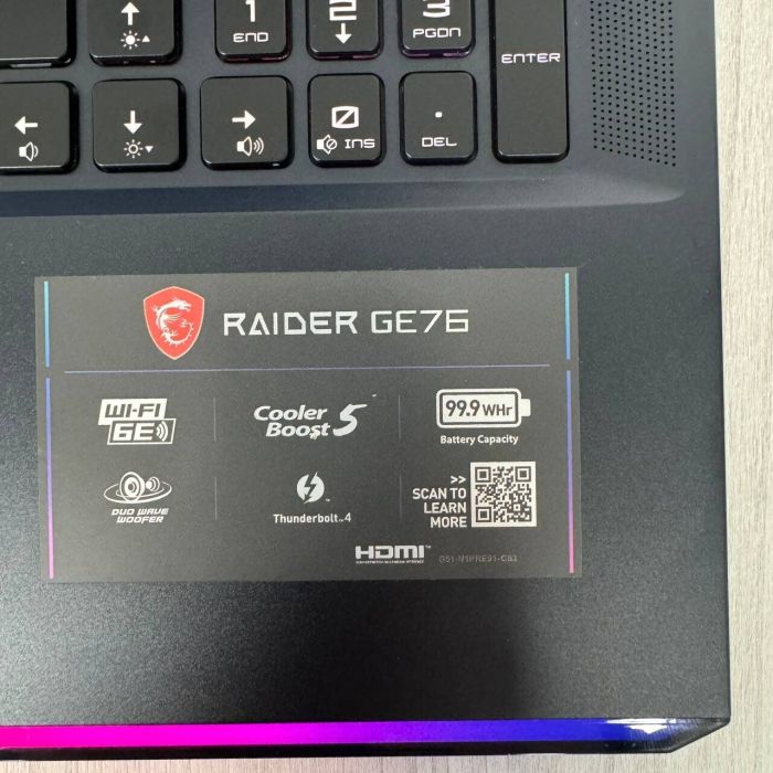 Ігровий ноутбук MSI Raider GE76 12UE / 17.3" (1920x1080) IPS / Intel Core i9-12900H (14 (20) ядер по 2.5 - 5.0 GHz) / 16 GB DDR5 / 1000 GB SSD NVMe / nVidia GeForce RTX 3060, 6 GB GDDR6, 192-bit / WebCam б/в - зображення 9
