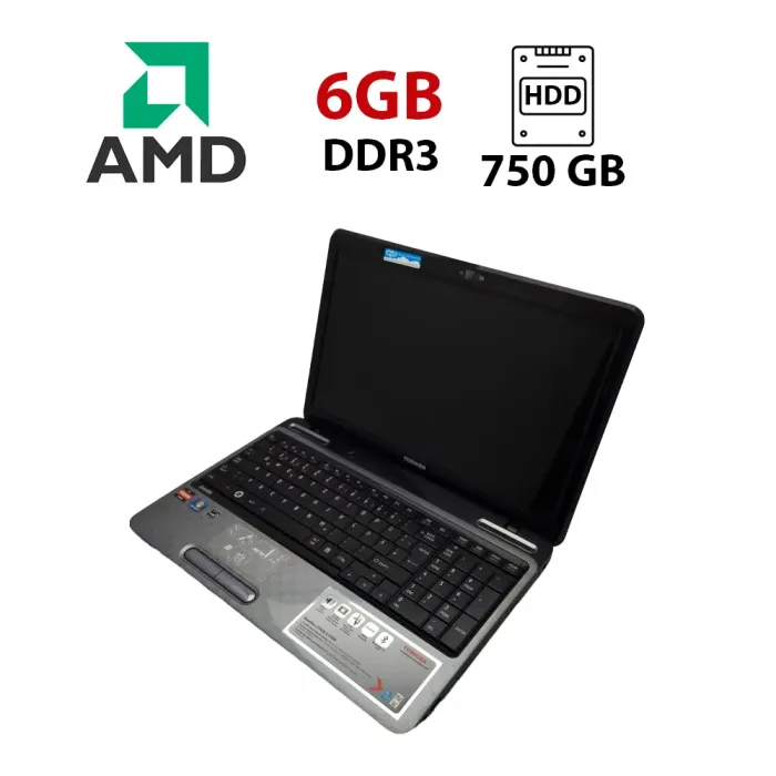 Ноутбук Toshiba Satellite L750 / 15.6" (1366x768) TN / AMD A6-3420M (2 (4) ядра по 1.5 - 2.4 GHz) / 6 GB DDR3 / 750 GB HDD / AMD Radeon HD 6520G Graphics / WebCam б/в - зображення 1
