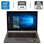 Ноутбук Б-клас Fujitsu LifeBook E744 / 14" (1600x900) TN / Intel Core i7-4702MQ (4 (8) ядра по 2.2 - 3.2 GHz) / 8 GB DDR3 / 120 GB SSD + 500 GB HDD / Intel HD Graphics 4600 / WebCam б/в