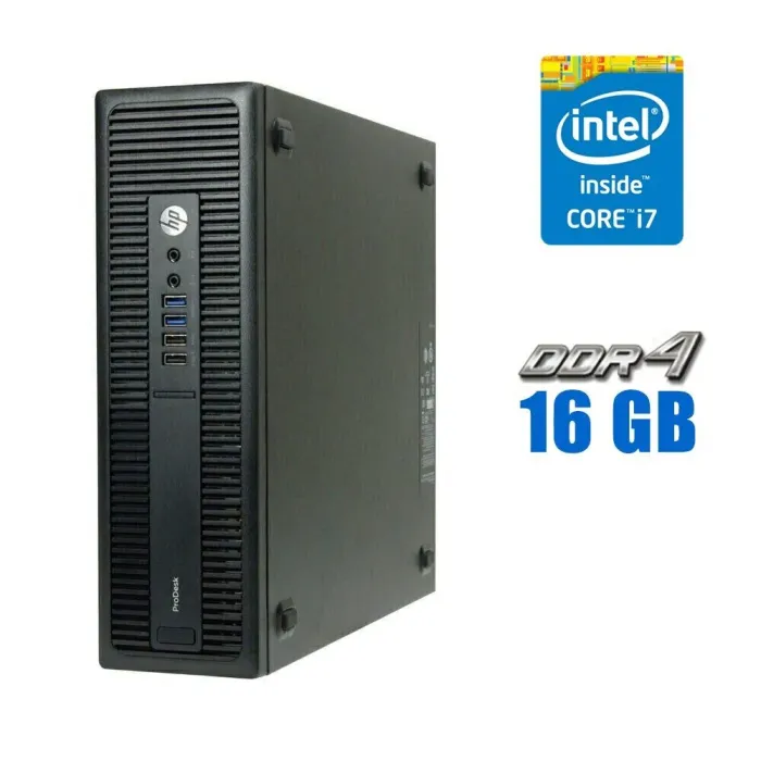 Комп'ютер HP ProDesk 600 G2 SFF / Intel Core i7-6700 (4 (8) ядра по 3.4 - 4.0 GHz) / 16 GB DDR4 / 120 GB SSD + 500 GB HDD / Intel HD Graphics 530 б/в - зображення 1