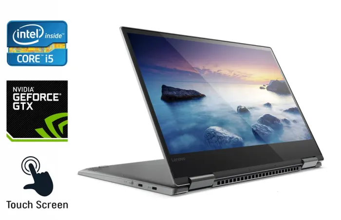 Ноутбук-трансформер Б-клас Lenovo Yoga 730-15IKB / 15.6" (1920x1080) IPS Touch / Intel Core i5-8250U (4 (8) ядра по 1.6 - 3.4 GHz) / 16 GB DDR4 / 512 GB SSD / nVidia GeForce GTX 1050, 4 GB GDDR5, 128-bit / WebCam / TouchID б/в - зображення 1
