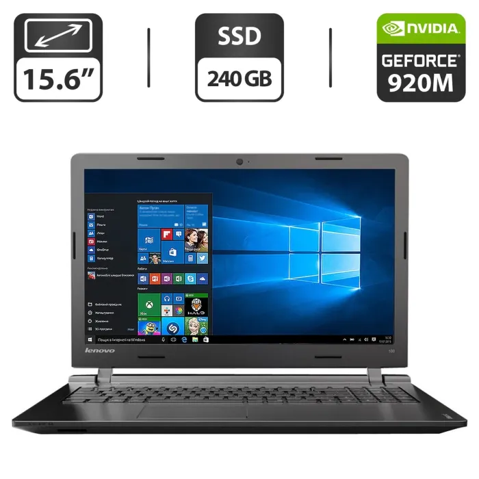 Ноутбук Б-клас Lenovo IdeaPad 100-15IBD / 15.6" (1366x768) TN / Intel Core i3-5005U (2 (4) ядра по 2.0 GHz) / 8 GB DDR3 / 240 GB SSD / nVidia GeForce 920M, 1 GB GDDR3, 64-bit / WebCam / HDMI б/в - зображення 1