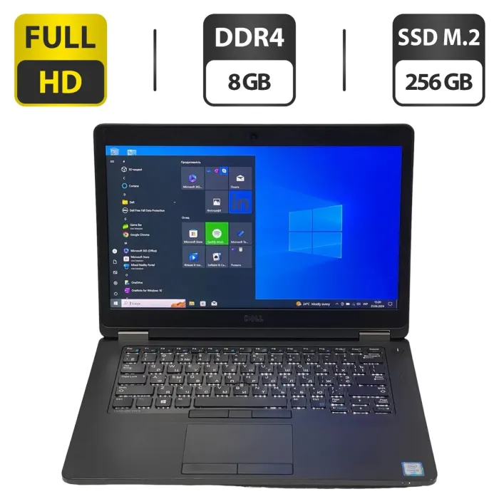 Ультрабук Dell Latitude E5470 / 14" (1920x1080) IPS / Intel Core i5-6300HQ (4 ядра по 2.3 - 3.2 GHz) / 8 GB DDR4 / 256 GB SSD M.2 / Intel HD Graphics 530 / WebCam / Windows 10 Pro б/в - зображення 1