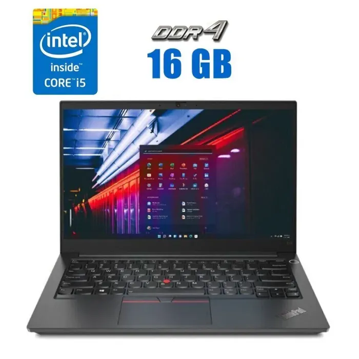 Ноутбук Lenovo ThinkPad E14 Gen 2 / 14" (1920x1080) IPS / Intel Core i5-1135G7 (4 (8) ядра по 2.4 - 4.2 GHz) / 16 GB DDR4 / 240 GB SSD / Intel Iris Xe Graphics / WebCam б/в - зображення 1