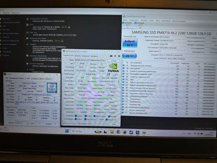 Ігровий ноутбук Б-класу Dell Inspiron 15 7000 / 15.6" (1920x1080) TN / Intel Core i5-7300HQ (4 ядра по 2,5 - 3,5 ГГц) / 16 ГБ DDR4 / 128 ГБ SSD + 1000 HDD / nVidia GeForce GTX 1050, 4 ГБ GDDR5, 128-біт / WebCam / Win 11 Home б/в - зображення 8