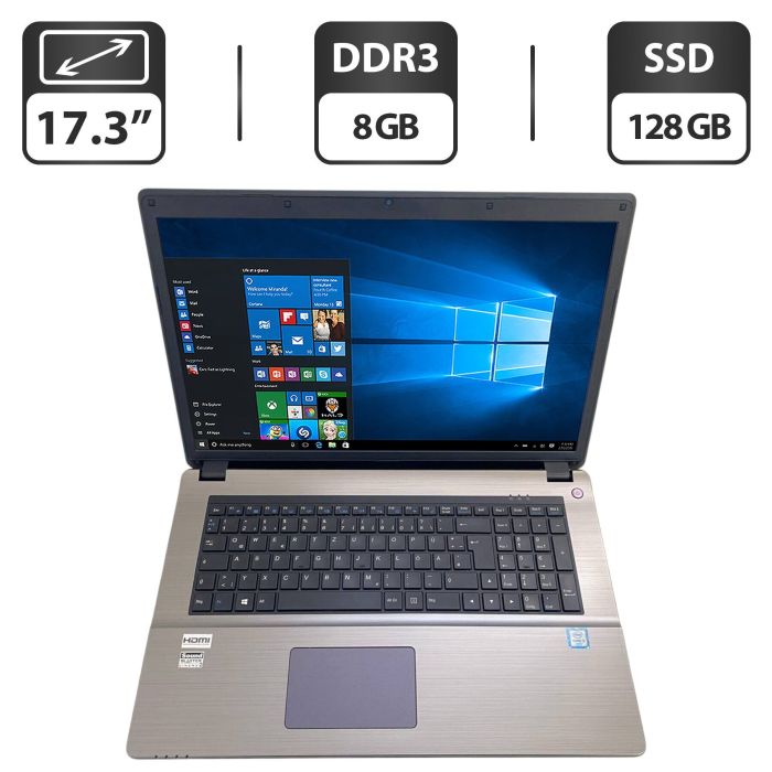 Ноутбук Terra Mobile 1749s / 17.3" (1600x900) TN / Intel Core i3-6100U (2 (4) ядра по 2.3 GHz) / 8 GB DDR3 / 128 GB SSD / Intel HD Graphics 520 / WebCam / DVD-ROM б/в - зображення 1
